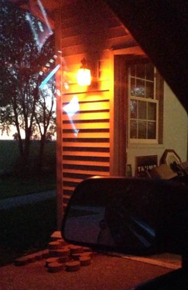 Orange globes on porch lights in their hometown honour the slain teenagers. Source Facebook/Light up in Orange for Abby and Libby