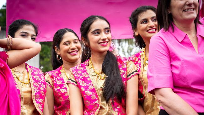 Members of the pink parade as the Sydney test turns Pink for its 17th collaboration with the Jane McGrath foundation. Photo: Tom Parrish