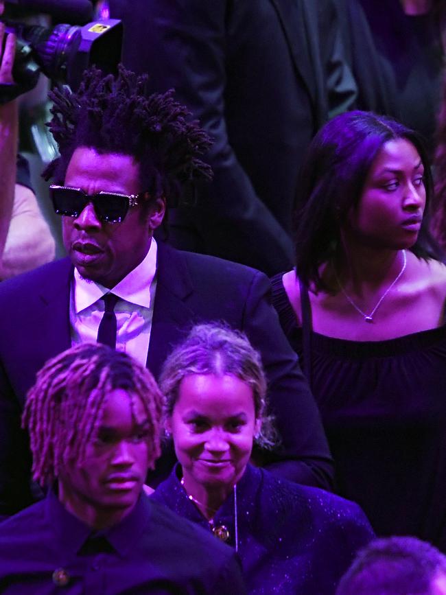 Jay-Z cut a solemn figure at the memorial. Picture: Getty