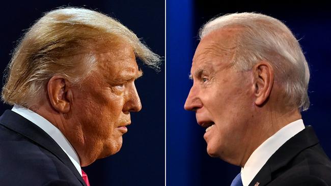 US President Donald Trump, left, appears to be ahead of and Democratic Presidential candidate and former US Vice President Joe Biden. Picture: AFP