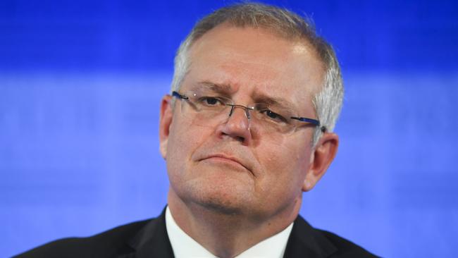 Australian Prime Minister Scott Morrison addresses the National Press Club in Canberra, Tuesday, May 26, 2019. (AAP Image/Lukas Coch)