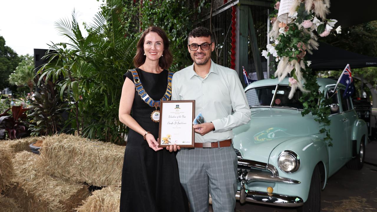 Claudio Bartolomio was awarded the Cairns Volunteer of the Year for his work with numerous cultural, environmental, and community organisations at the Cairns Regional Council's Australia Day Awards and concert, held at Munro Martin Parklands. Picture: Brendan Radke