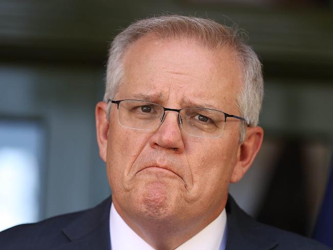 CANBERRA, AUSTRALIA - NewsWire Photos OCTOBER 07, 2021: Prime Minister Scott Morrison spoke to the media at a press conference at the Lodge in Canberra. Picture: Gary Ramage / NCA NewsWire