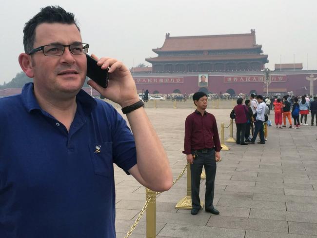 Victorian Premier Daniel Andrews at Tiananmen Square in 2015. Picture: File