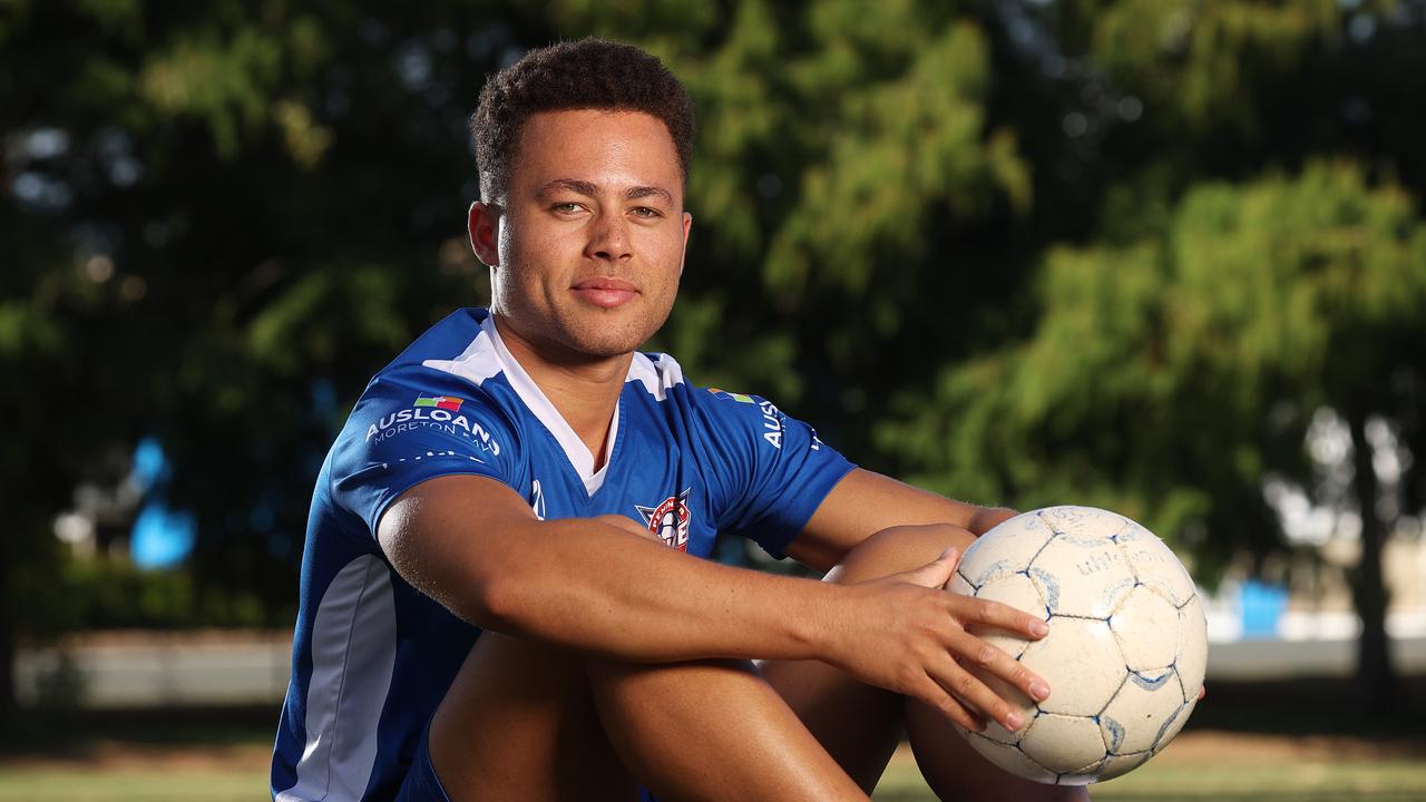 Izaack Powell, 21, has made a comeback in soccer after a leukaemia diagnosis sidelined him for 19 months. Picture: Liam Kidston