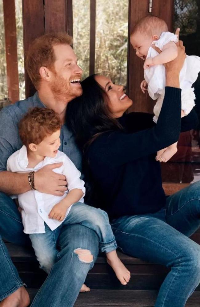 Harry and Meghan pose with Archie and Lilibet. Picture: LEXI LUBOMIRSKI/The Times
