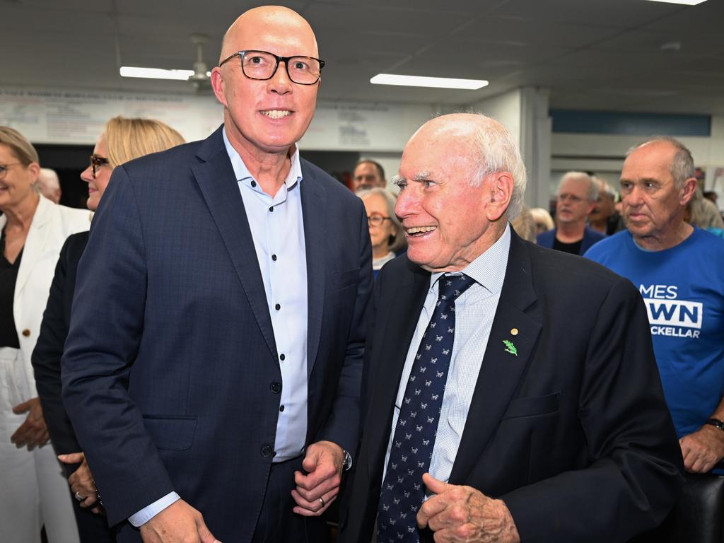 The generous pension scheme was axed in 2004 by then prime minister John Howard (pictured with Mr Dutton during the recent election campaign). Picture: Dan Peled/Getty Images