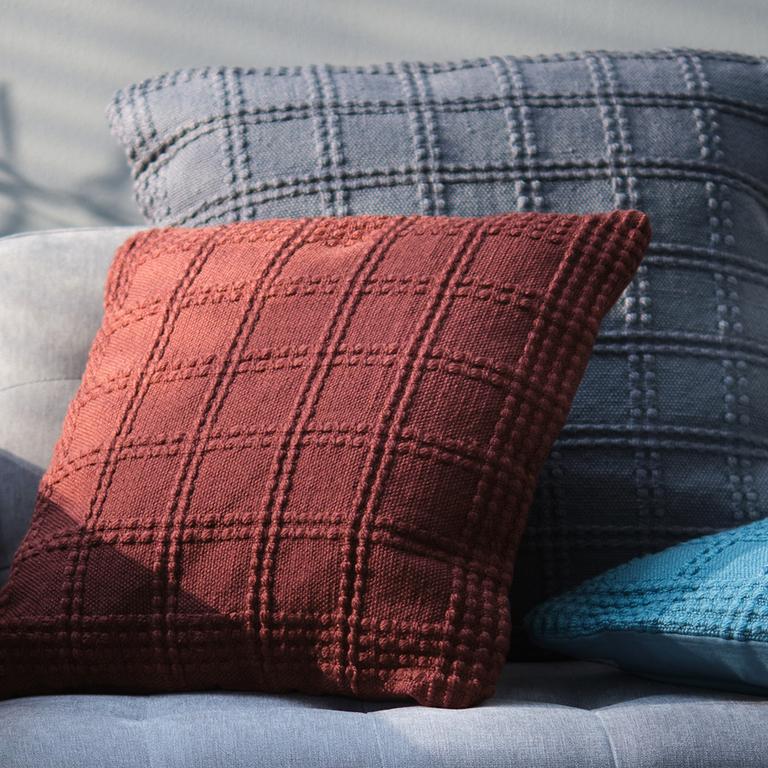 The Tribu Grid cushions are a sustainable pick that look good.