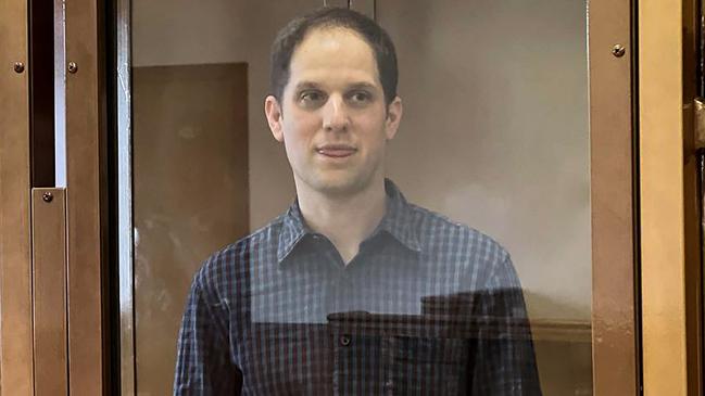 Journalist Evan Gershkovich, arrested on espionage charges, standing inside a defendants’ cage during a hearing on the extension of his pre-trial detention, Moscow, March 26. Picture: Handout / Moscow City Court press service / AFP