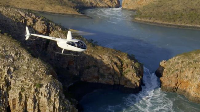 Thomas flying at Horizontal Falls in northern Western Australia.