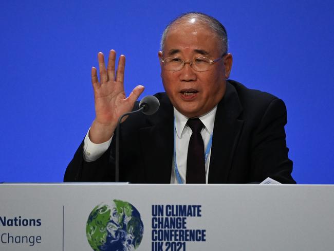 China’s special climate envoy, Xie Zhenhua, speaks during a joint China and US statement on a declaration enhancing climate action in the 2020's on day 11 of the COP26 climate change conference.