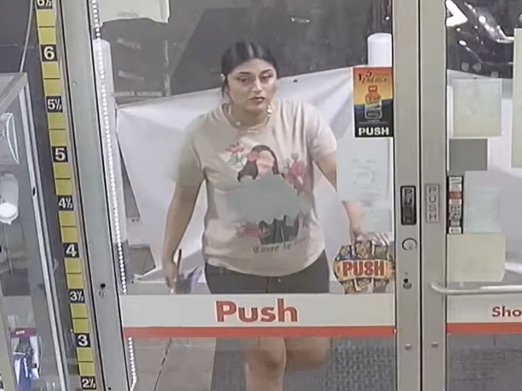 CCTV captured her arriving at the servo and using the facilities, before leaving 15 minutes later. Picture: Houston Police