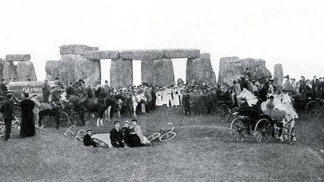 Supplied Editorial History: An open air concert at Stonehenge, from the Sketch newspaper in 1896. Out of copyright