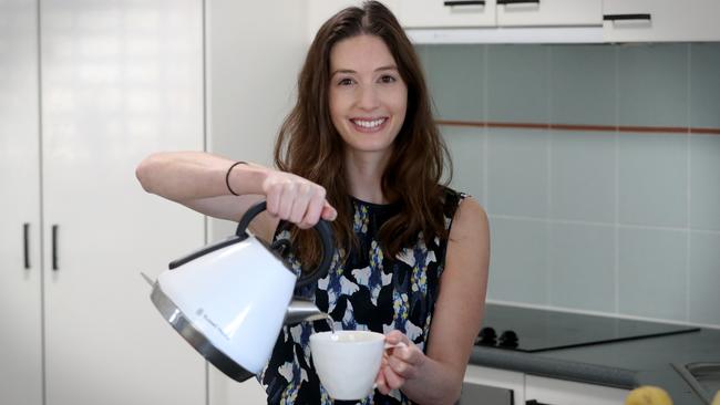 CAFFEINE FIX: Brianne Tesar of Morningside says she’ll now not fill up the kettle if it’s just coffee for one. Picture: Jamie Hanson