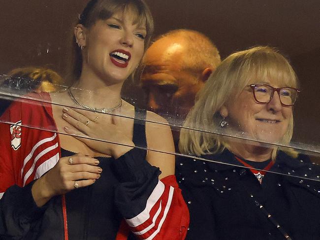 Taylor Swift and Donna Kelce at the game between the Kansas City Chiefs and the Denver Broncos at Arrowhead Stadium. Picture: David Eulitt/Getty Images