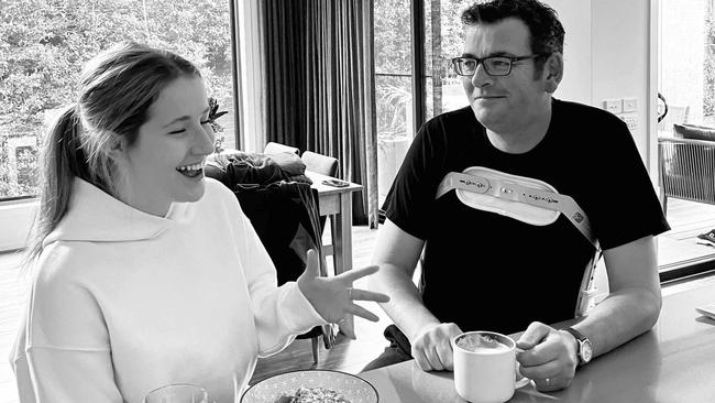 Daniel Andrews with his daughter, Grace, as he recovers from spinal injuries.