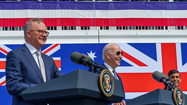 Anthony Albanese, Joe Biden and Rishi Sunak in San Diego on Tuesday. Picture: PMO