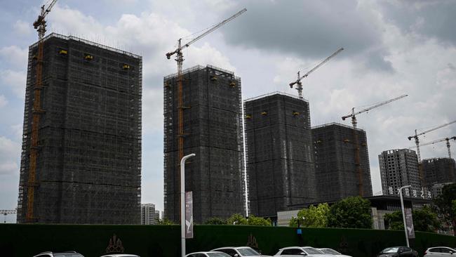 Evergrande residential buildings under construction in Guangzhou, in China’s southern Guangdong province last year. Picture: AFP