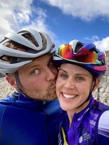 Valtteri Bottas and Tiffany Cromwell cycling in France. Picture: Instagram