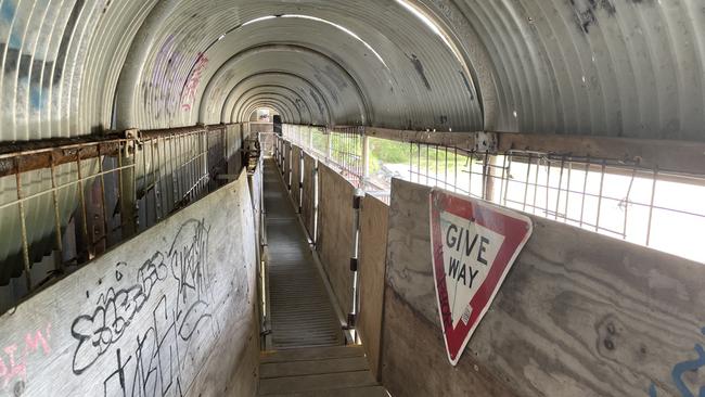 The path gets narrower as you inch toward the ocean side of the footbridge. Picture: Chris Knight