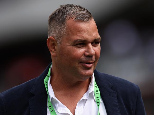 SYDNEY, AUSTRALIA - MARCH 04: Sea Eagles coach Anthony Seibold walks on the field during the round one NRL match between the Manly Sea Eagles and the Canterbury Bulldogs at 4 Pines Park on March 04, 2023 in Sydney, Australia. (Photo by Cameron Spencer/Getty Images)