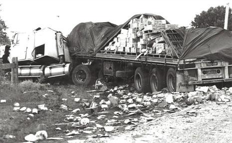 LOOKING BACK: The truck involved in the 1989 Cowper bus crash in which 20 people died. Picture: Grafton Daily News