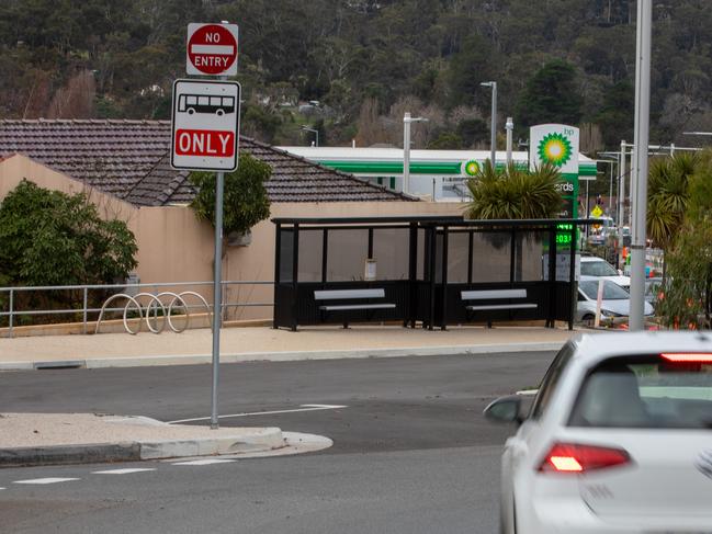 The empty bus stops close to Kingborough Hub.Picture: Linda Higginson