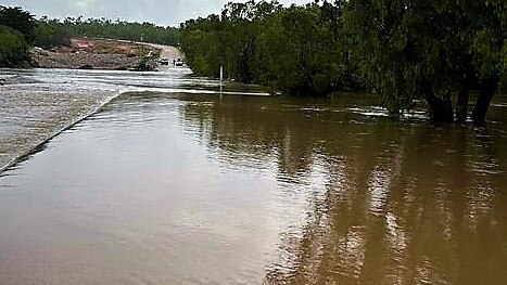 Cape York's Archer River last week. The river on Monday morning was 3.83m above the causeway and rising. Picture: Gavan Roy