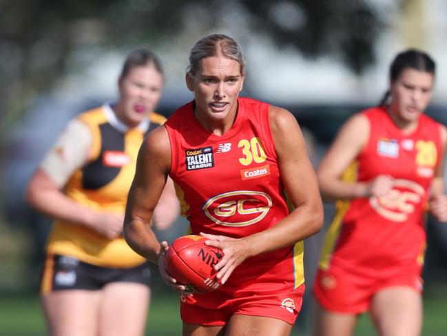 Bond’s Havana Harris in action for the Gold Coast Suns U18 women's academy during the 2024 Coates Talent League. Picture: Rob Lawson/AFL Photos.