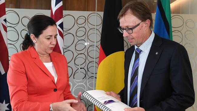 Queensland Premier Annastacia Palaszczuk with Phillip Strachan. Picture: AAP