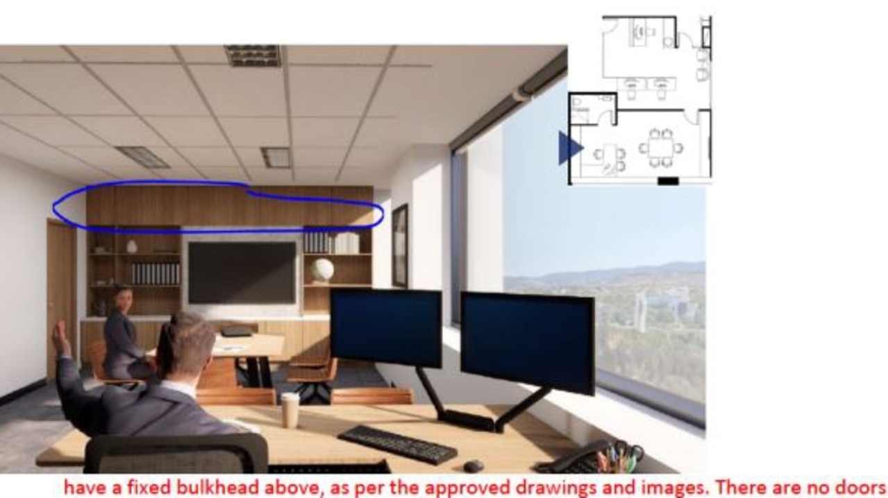 Some of the plans and concept images for a new office suite for Defence Minister Richard Marles that his department forgot to tell him they were building. Picture: Supplied