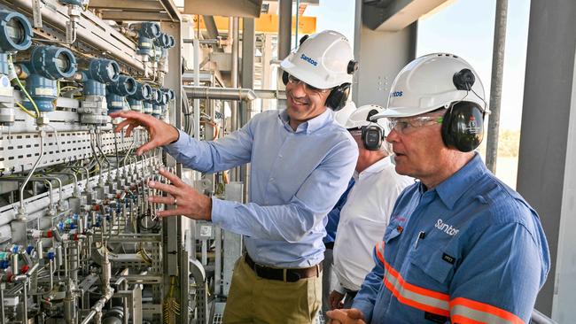 The Premier at the Moomba CCS plant, which is a joint venture of Santos and Beach Energy. Picture: Brenton Edwards