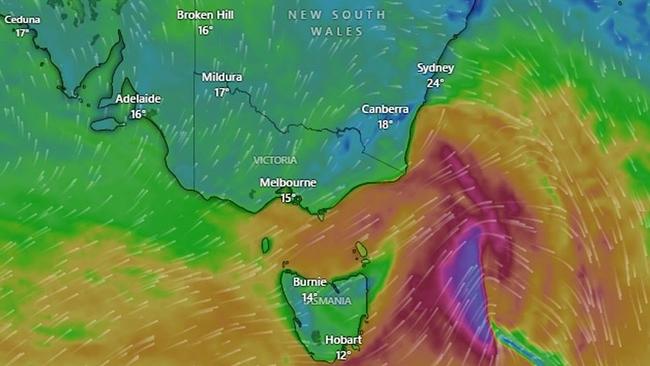 A cold front is expected to cross the tip of south-east Australia and head north this week. Picture: Willy Weather