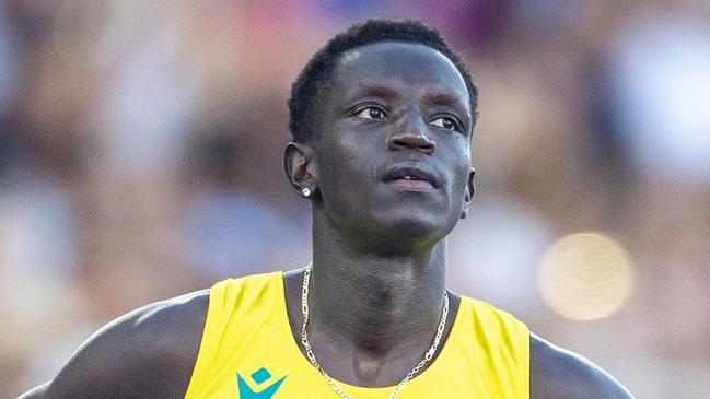 BIRMINGHAM, ENGLAND - AUGUST 7: Peter Bol of Australia before the start of the Men's 800m Final during the Athletics competition at Alexander Stadium during the Birmingham 2022 Commonwealth Games on August 7, 2022, in Birmingham, England. (Photo by Tim Clayton/Corbis via Getty Images)