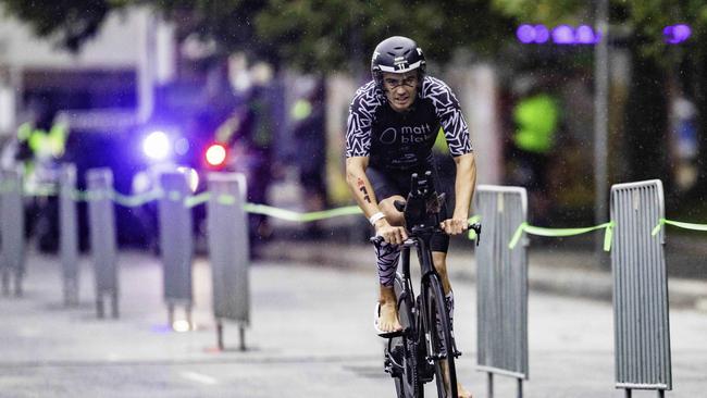 Triathlete Harrison Wiles starts cycling leg of the Ironman 70.3 Tasmania in Hobart on Sunday 4th February. Picture: Linda Higginson