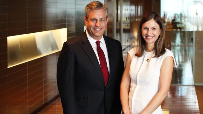 Westpac chief executive Brian Hartzer with Michelle Gorman, one of five women chosen for the Equilibrium program. Picture: Hollie Adams