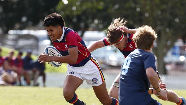 Action from the GPS First XV rugby match between Brisbane Grammar School and Brisbane State High School. Photo: Tertius Pickard