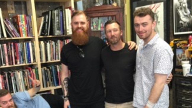 Inked: Sam Smith visited Sydney tattoo artist Rhys Gordon before his vocal cord issues earlier this year.