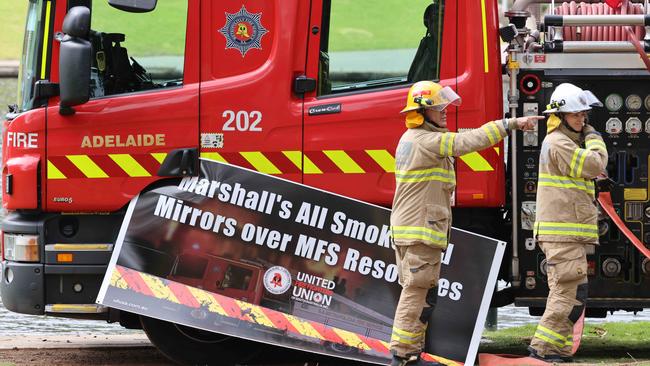 MFS fire fighters say some members are using dangerously out of date equipment, including older, recycled trucks. Picture: Russell Millard