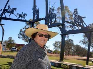 New Australian Stock Horse Society national chairperson Lorna Fanning in front of the Warwick Sculpture of the Horse two days after her election.