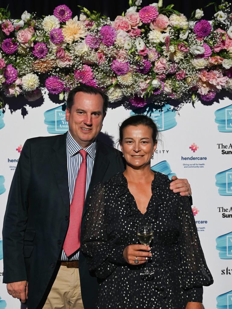 Russell Iles and Amelia Nolan at The Advertiser Sunday Mail, SkyCity 2023 Woman of the Year Awards. Picture: Naomi Jellicoe