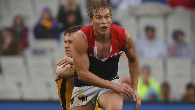 Bernie Vince in action against Hawthorn. Picture: Wayne Ludbey