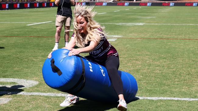 Down goes the tackle bag. Picture: Matrix/news.com.au