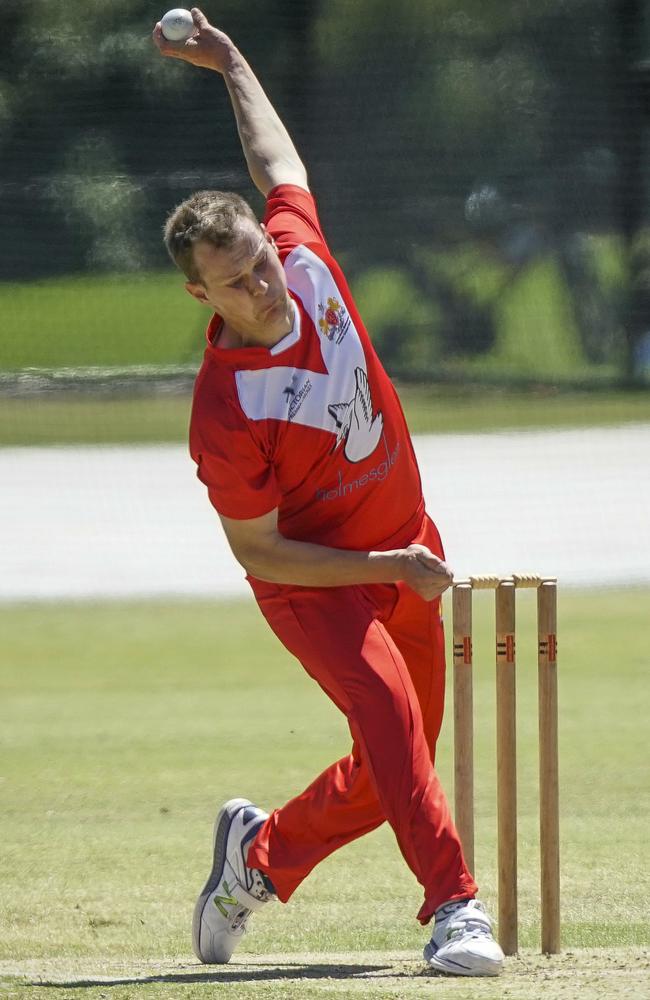 Injured: Casey South Melbourne opening bowler Jackson Fry.