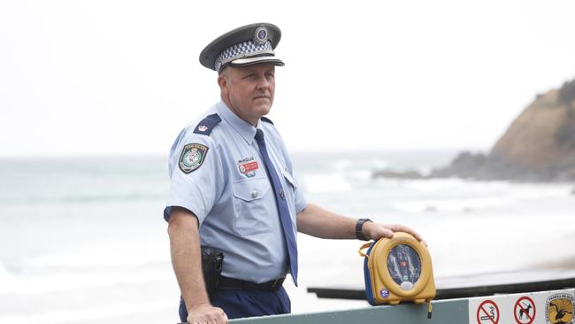 Tweed Byron Police District Inspector Matt Kehoe at Wategos Beach. Picture: Liana Boss