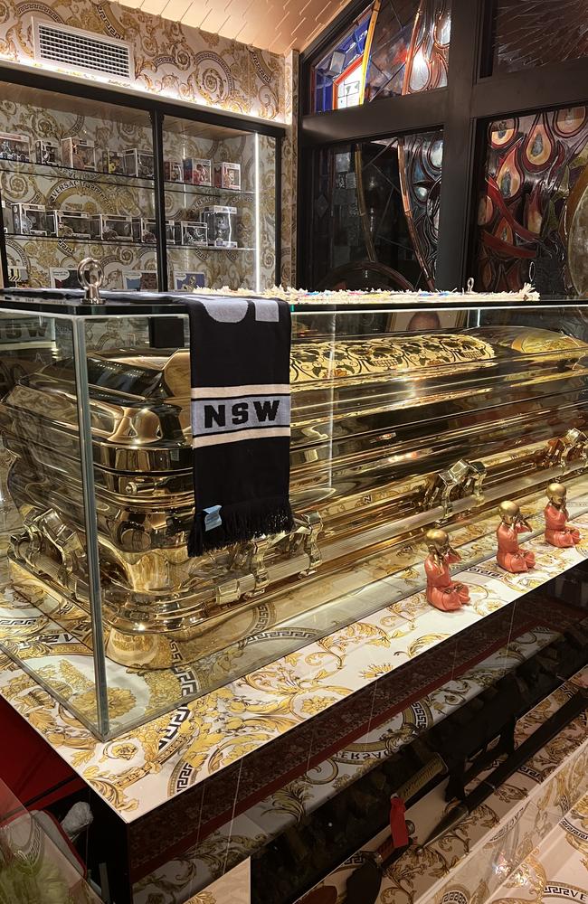 Chace Haas’ gold-lined coffin.