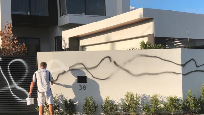 The Broadbeach Waters house which was sprayed with graffiti. Photo: Supplied