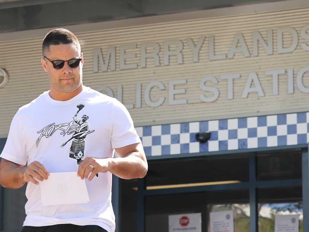 The former NRL star was reporting to police as part of his bail conditions. Picture: NCA NewsWire/Dylan Coker