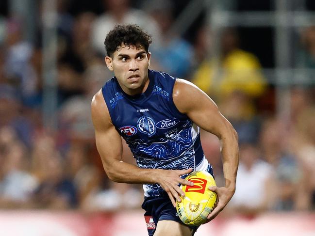 Tyson Stengle kicked three for the Cats. Picture: Michael Willson/AFL Photos via Getty Images