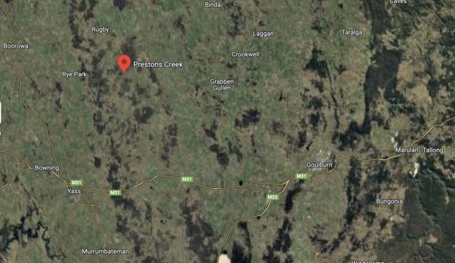 The causeway at Prestons Creek is about 70km from Goulburn. Picture: Google Maps